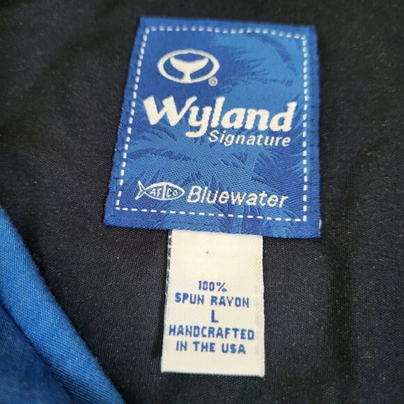 Robert Wyland Bluewater Ocean Whale Wall Mural Signature Hawaiian Shirt Large - Picture 7 of 13